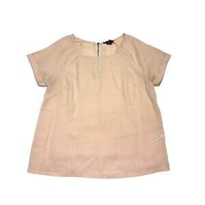 Forever 21 Women's Small Light Pink/Tan Crew Neck Short sleeve Blouse